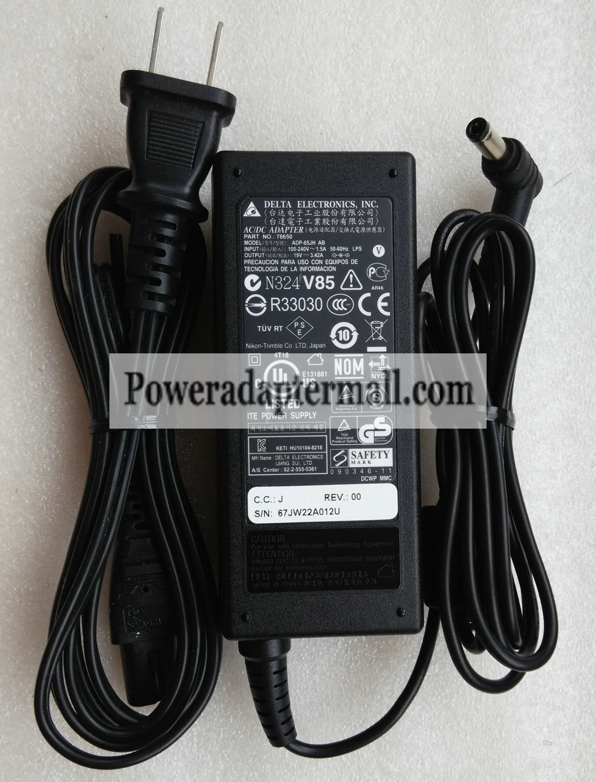 19V 3.42A MSI M620 M655 M660 M662 M665 M670 Laptop AC Adapter